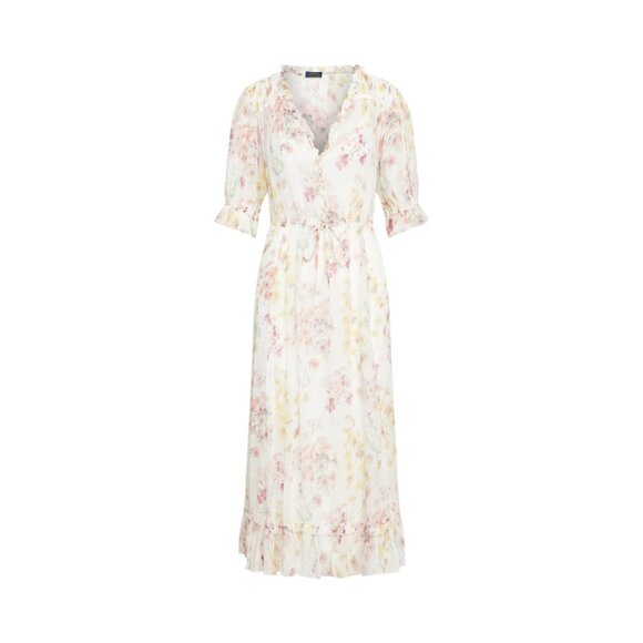 NWT Polo Ralph Lauren Floral Crinkled Georgette Blouson Midi Dress 6 $598